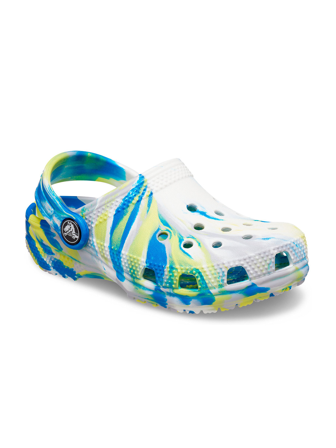 

Crocs Kids White & Blue Marble Printed Croslite Classic Clogs