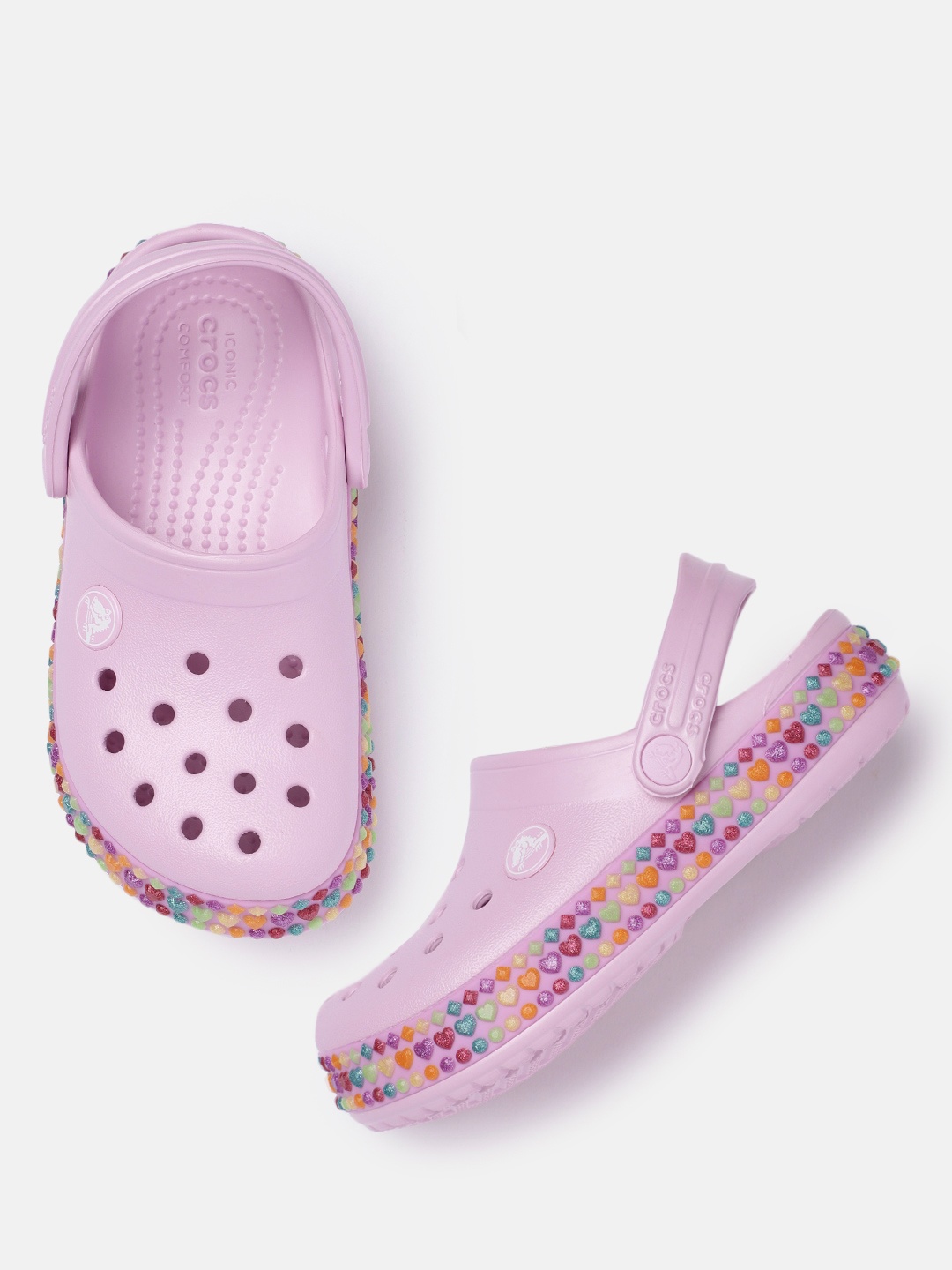 

Crocs Unisex Kids Pink Gem Band Croslite Clogs