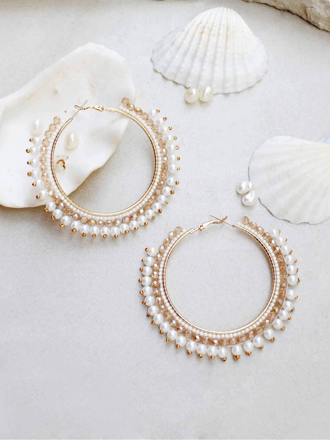 

Runway Ritual White Contemporary Hoop Earrings