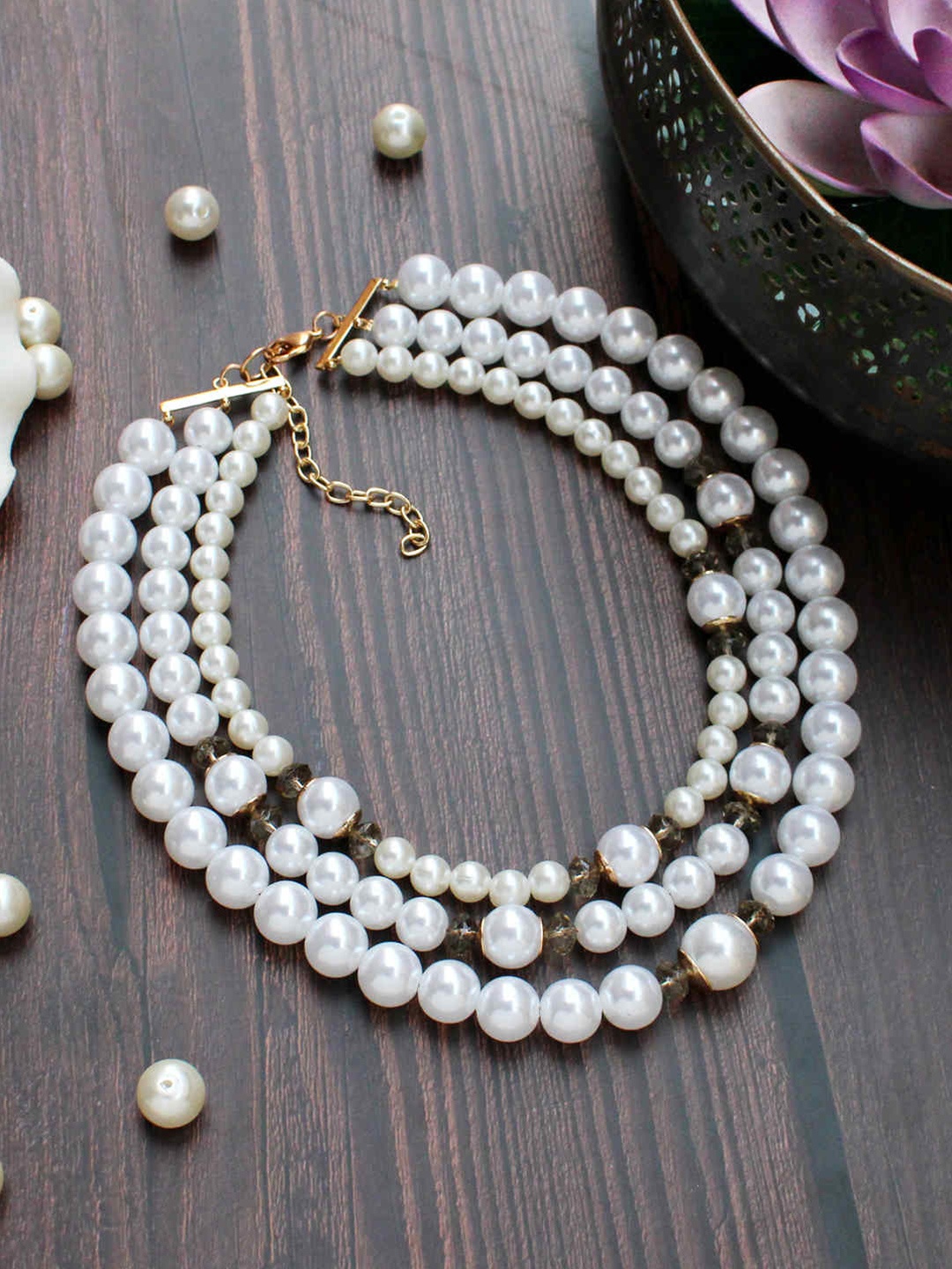 

Runway Ritual White & Gold-Toned Choker Layered Necklace