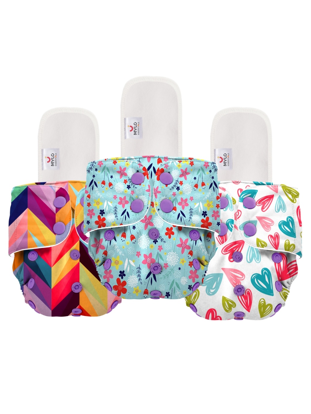 

Mylo Kids Pack Of 2 Printed Reusable Diapers, Orange