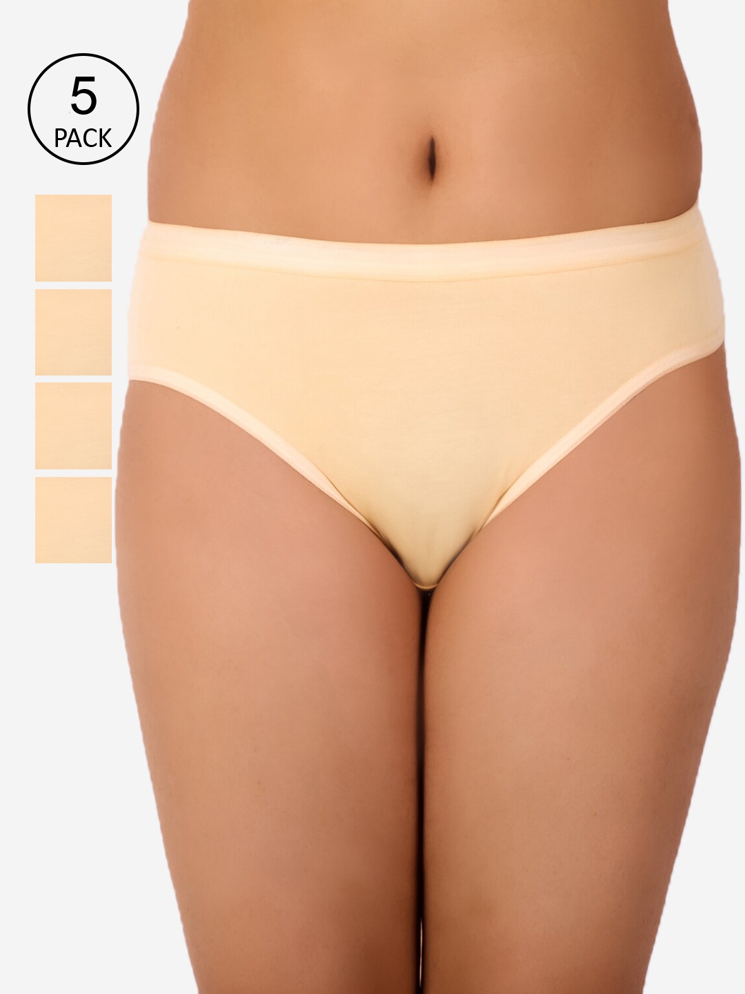 

DressBerry Women Pack Of 5 Beige Solid Hipster Briefs