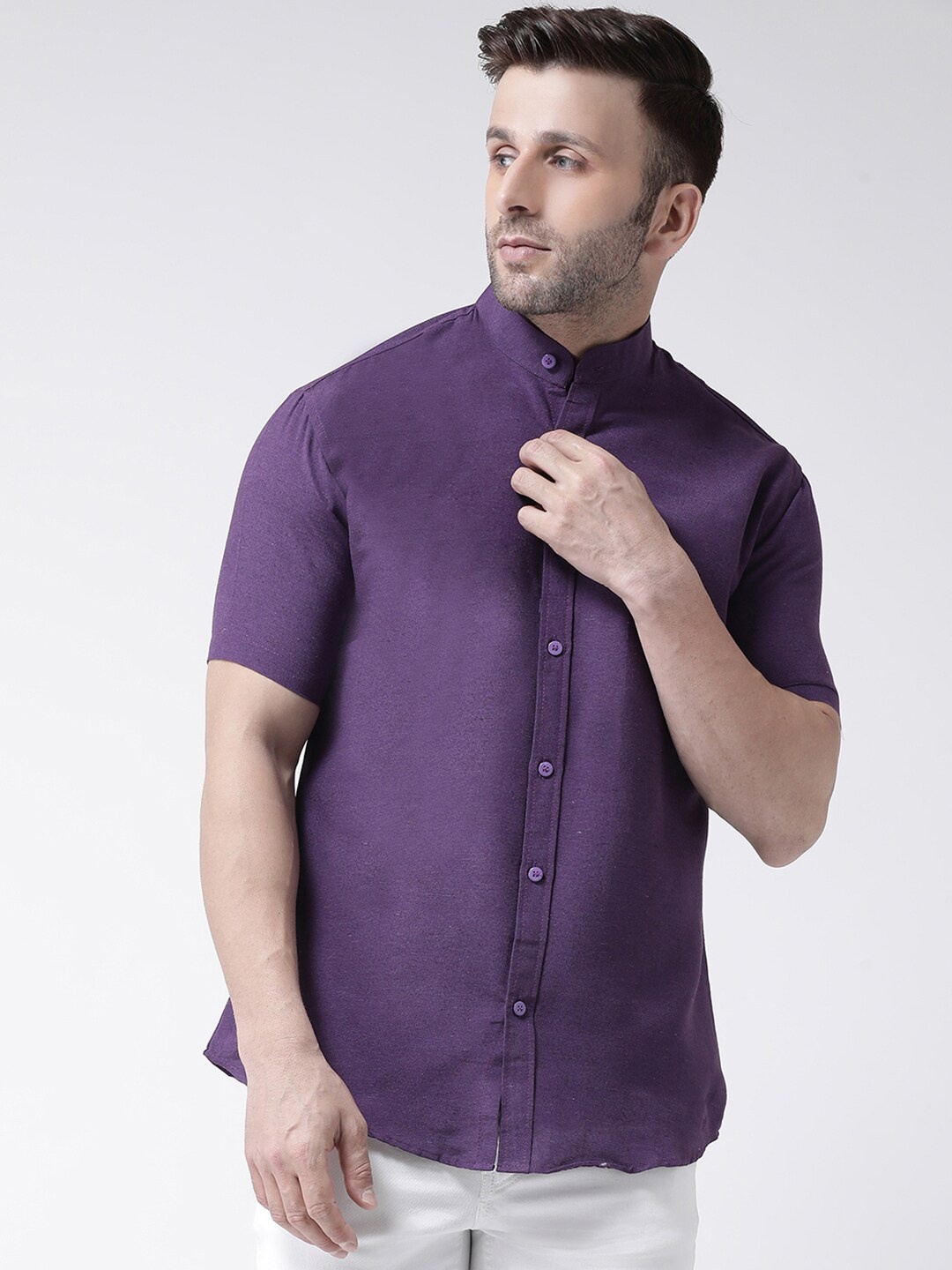 

KHADIO Men Purple Opaque Casual Shirt