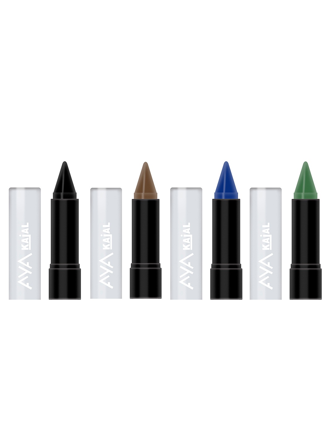 

AYA Set of 4 Kajal-Black, Green, Brown and Blue, Multi