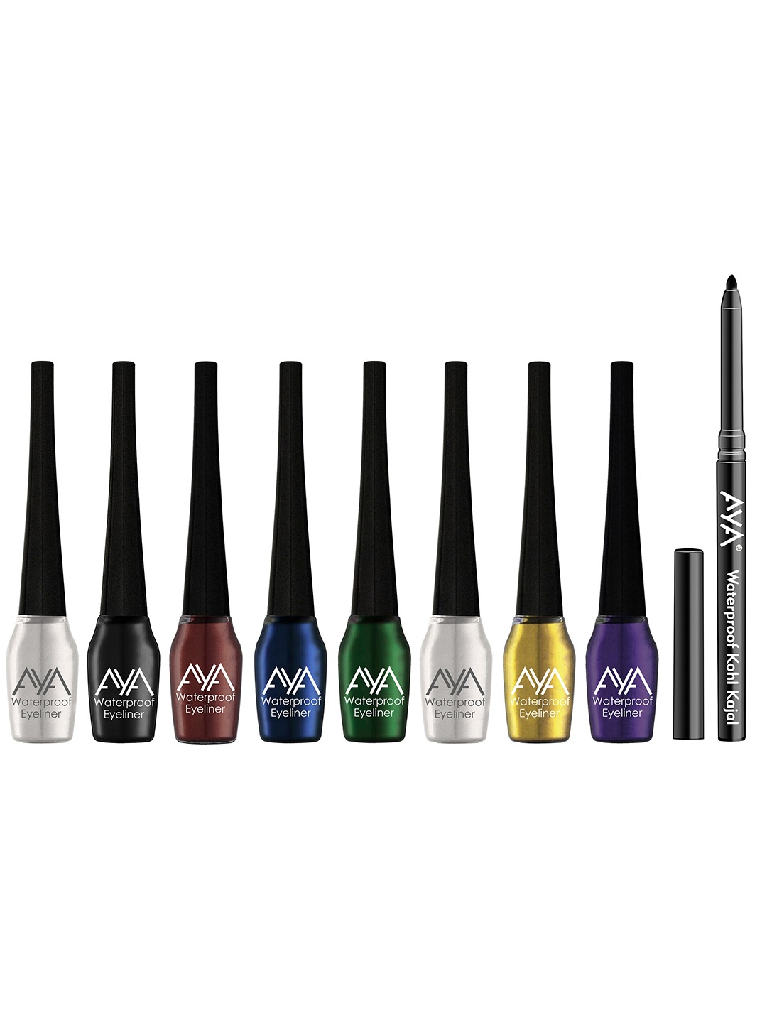 

AYA 6 Pcs Waterproof Liquid Eyeliner with 1 Kohl Kajal, Multi