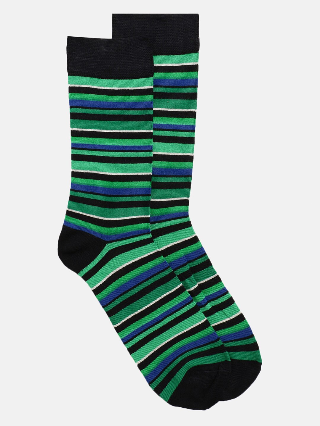 

LINDBERGH Men Green & Black Striped Calf-Length Socks
