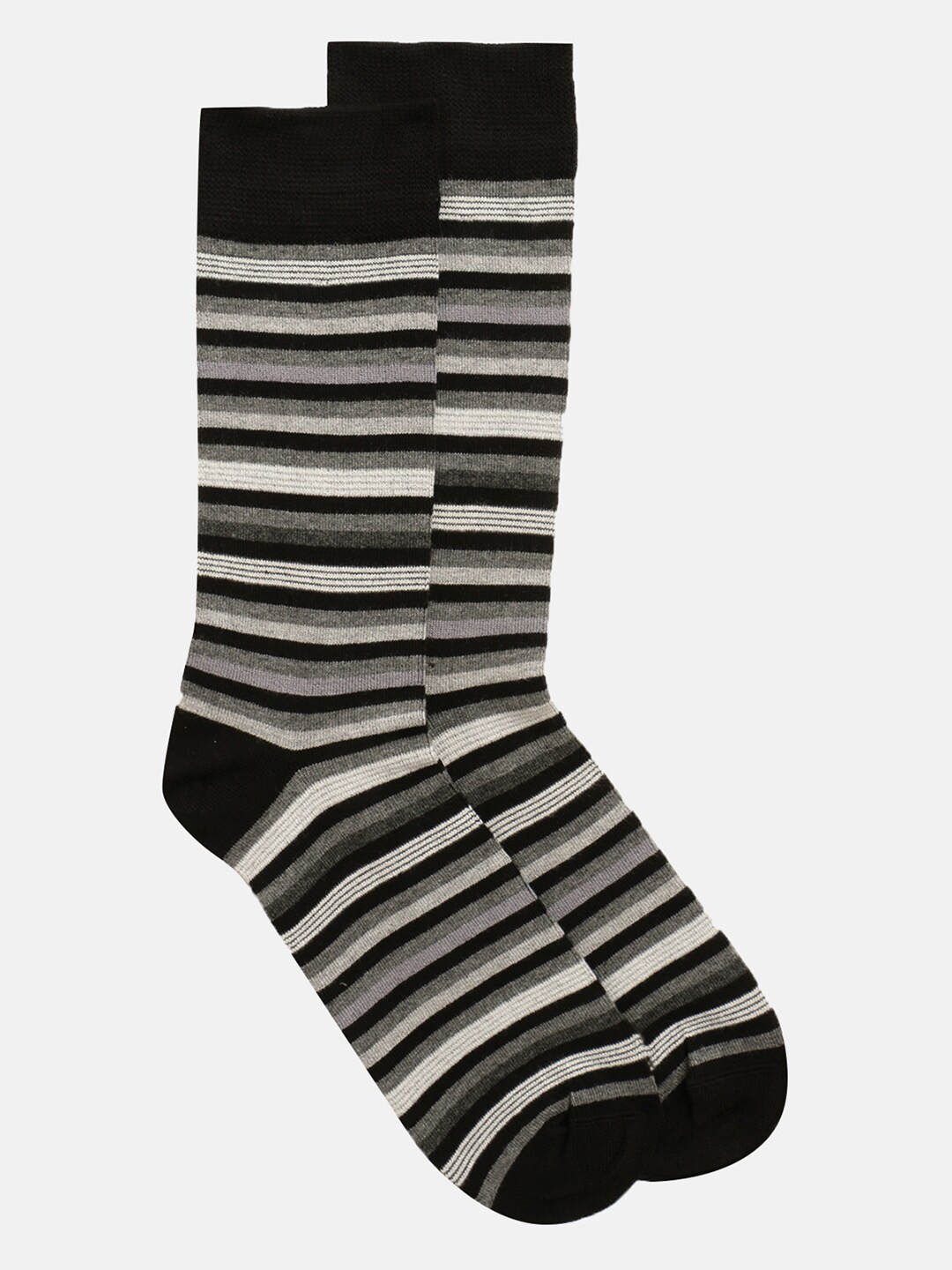 

LINDBERGH Men Black & Grey Striped Calf-Length Socks