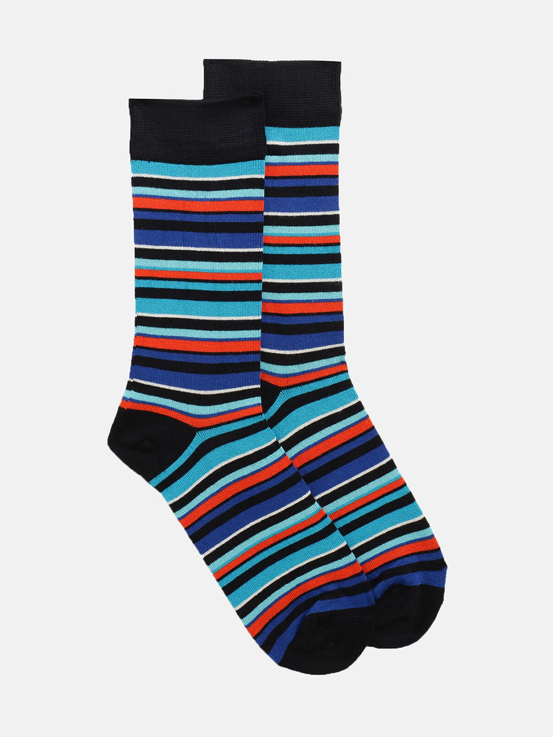 

LINDBERGH Men Blue & Black Striped Calf-Length Socks
