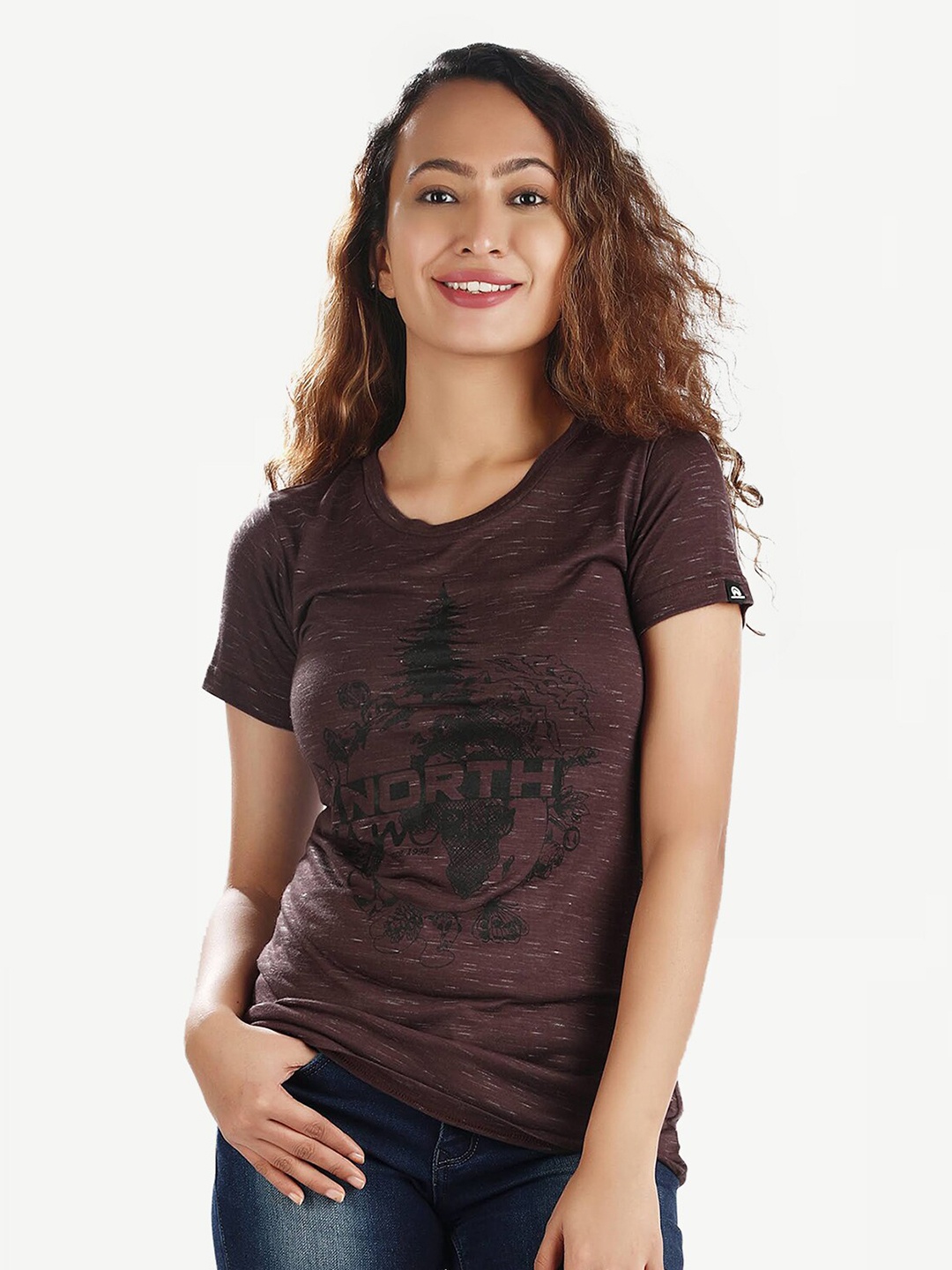 

Dream of Glory Inc Women Brown Typography Printed Outdoor T-shirt