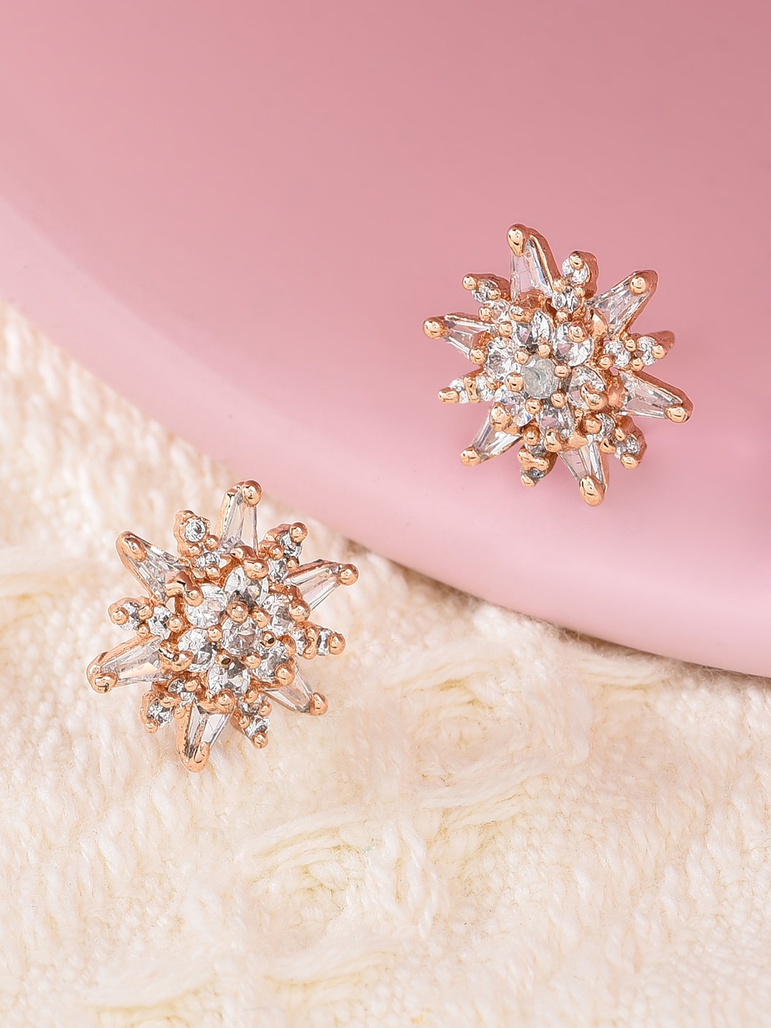 

AMI Rose Gold Contemporary Studs Earrings