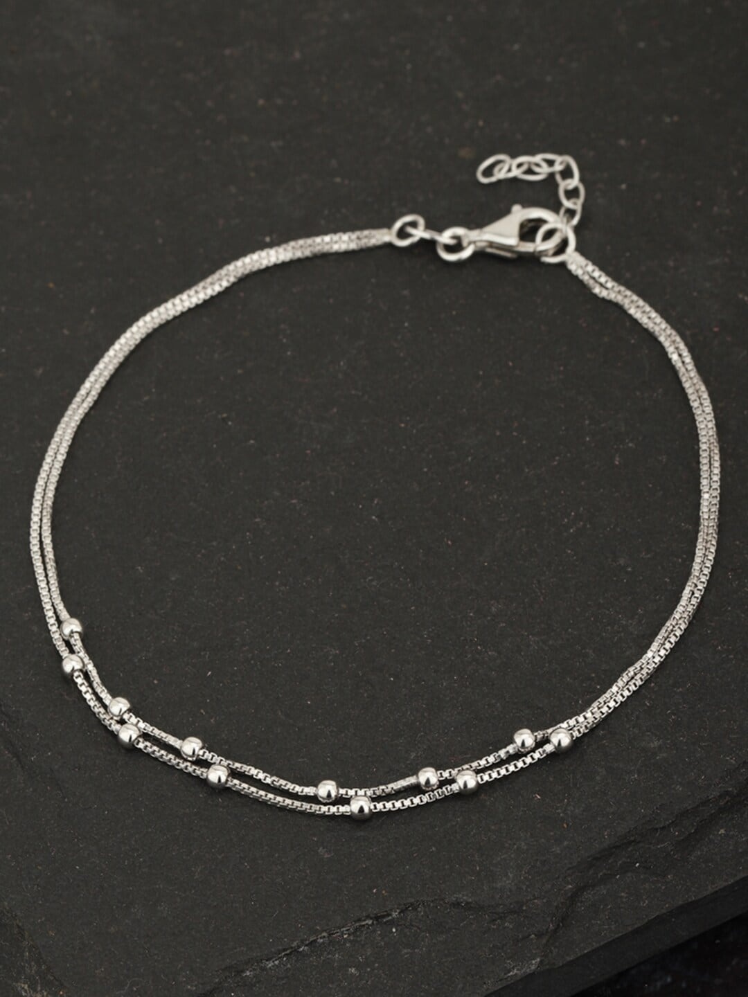 

VANBELLE 925 Sterling Silver & Rhodium-Plated Silver-Toned Layered Anklet