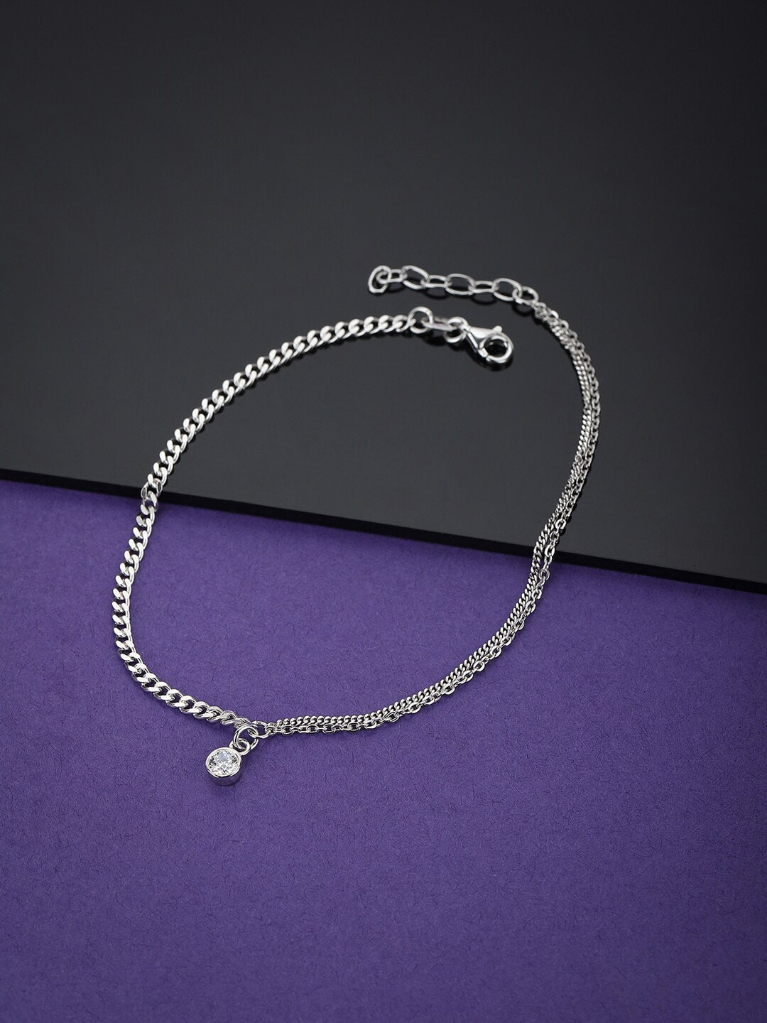 

VANBELLE 925 Sterling Silver Rhodium Plated Silver-Toned Anklet