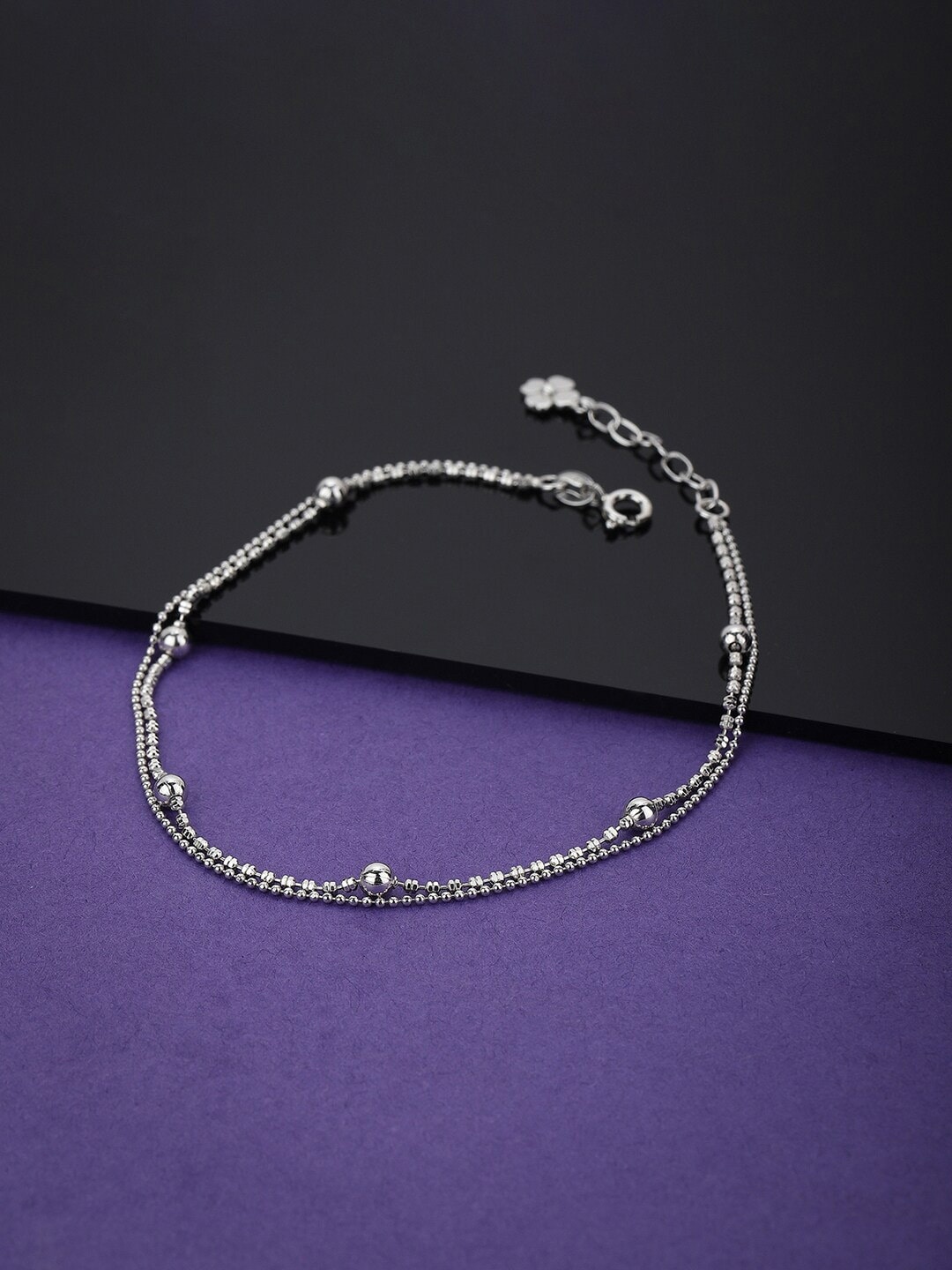 

VANBELLE Silver-Toned Rhodium-Plated 925 Sterling Silver Anklet