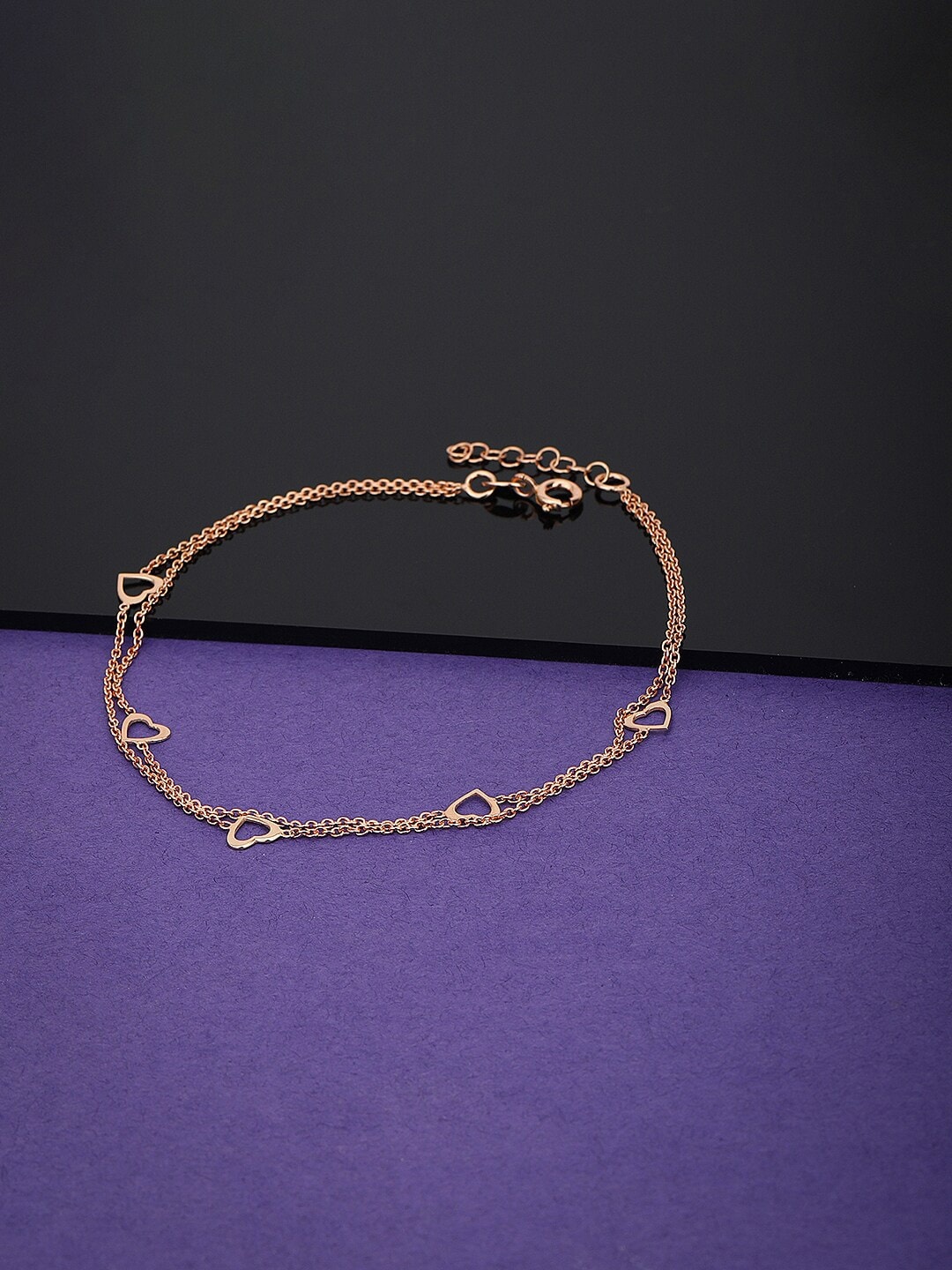 

VANBELLE 925 Sterling Silver Rose Gold-Plated Layered Anklet