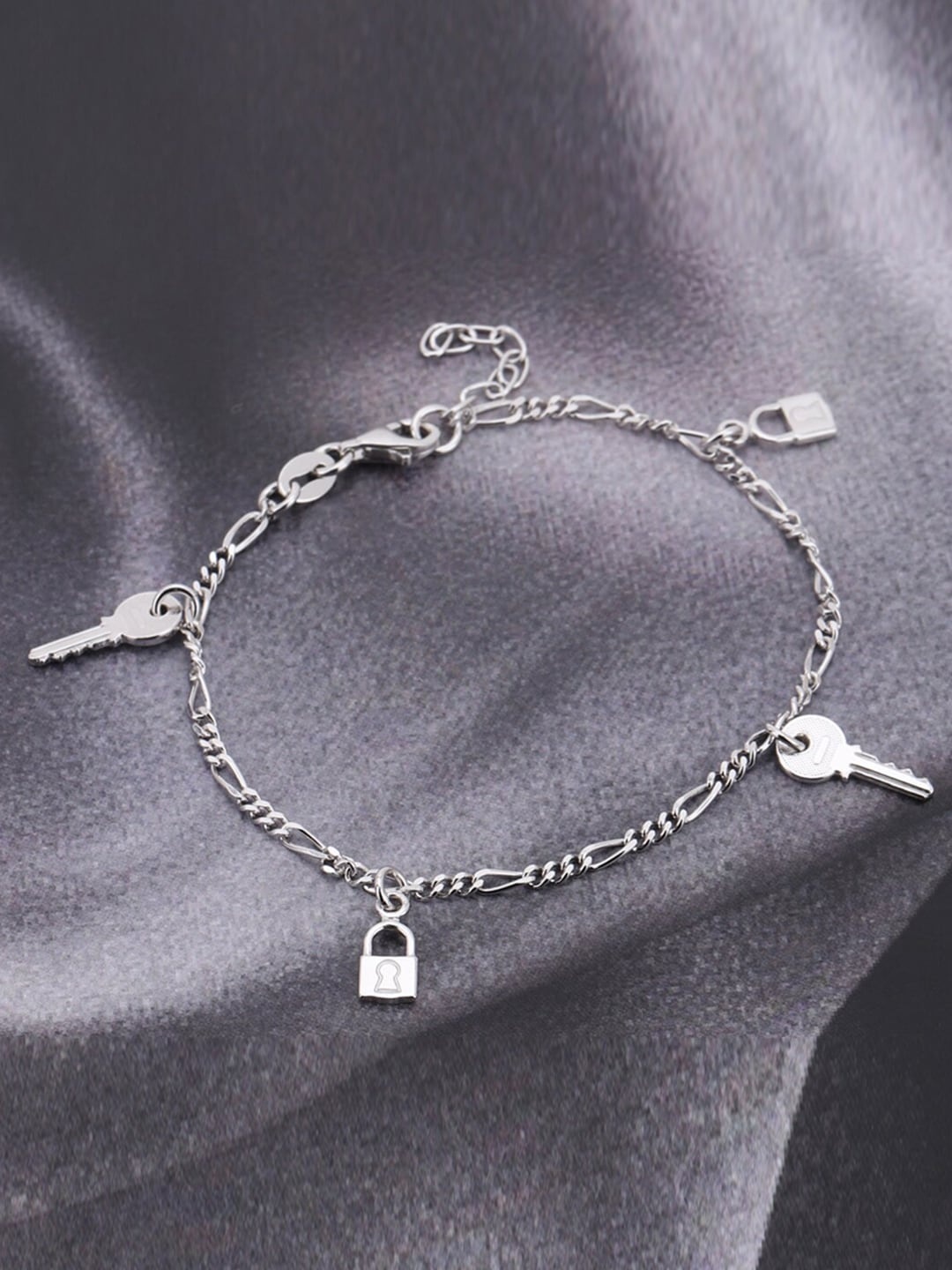 

VANBELLE Women 925 Sterling Silver Rhodium-Plated Charm Bracelet