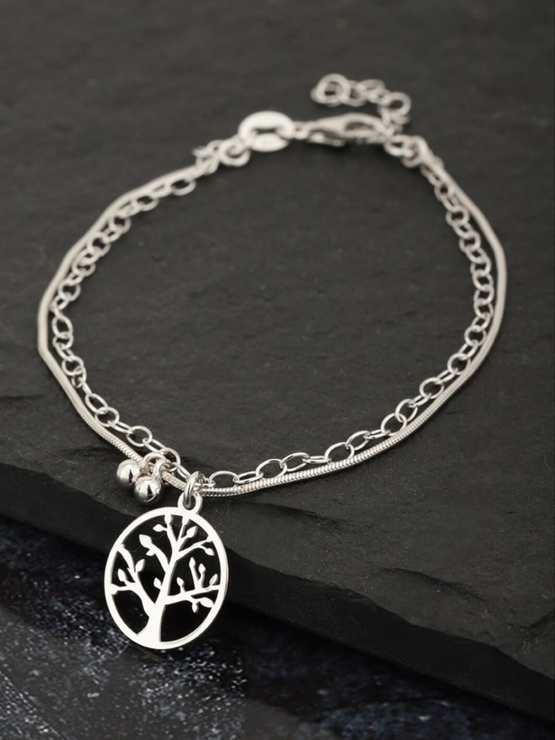 

VANBELLE Women 925 Sterling Silver Rhodium-Plated Charm Bracelet