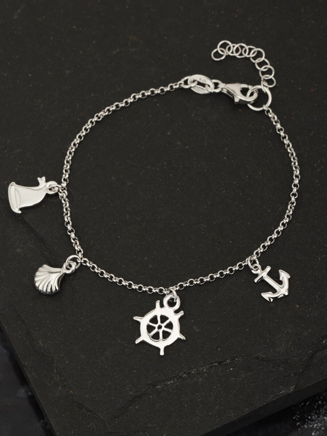 

VANBELLE Women 925 Sterling Silver Rhodium-Plated Charm Bracelet