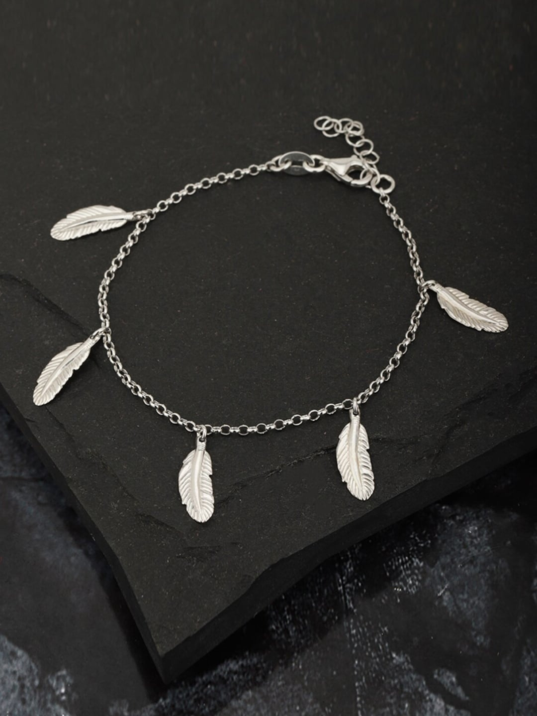 

VANBELLE Women 925 Sterling Silver Handcrafted Rhodium-Plated Charm Bracelet