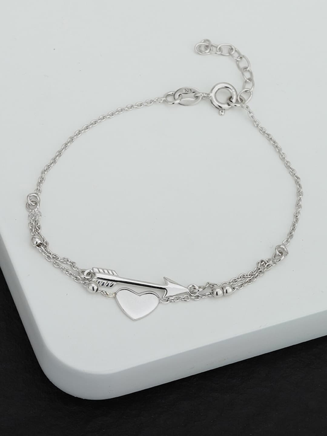

VANBELLE Women Sterling Silver Rhodium-Plated Link Bracelet