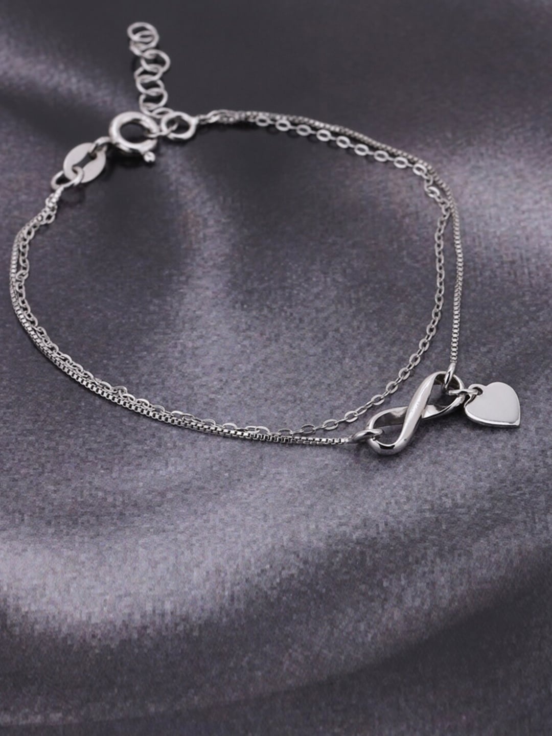 

VANBELLE Women Silver-Toned 925 Sterling Silver Rhodium-Plated Charm Bracelet
