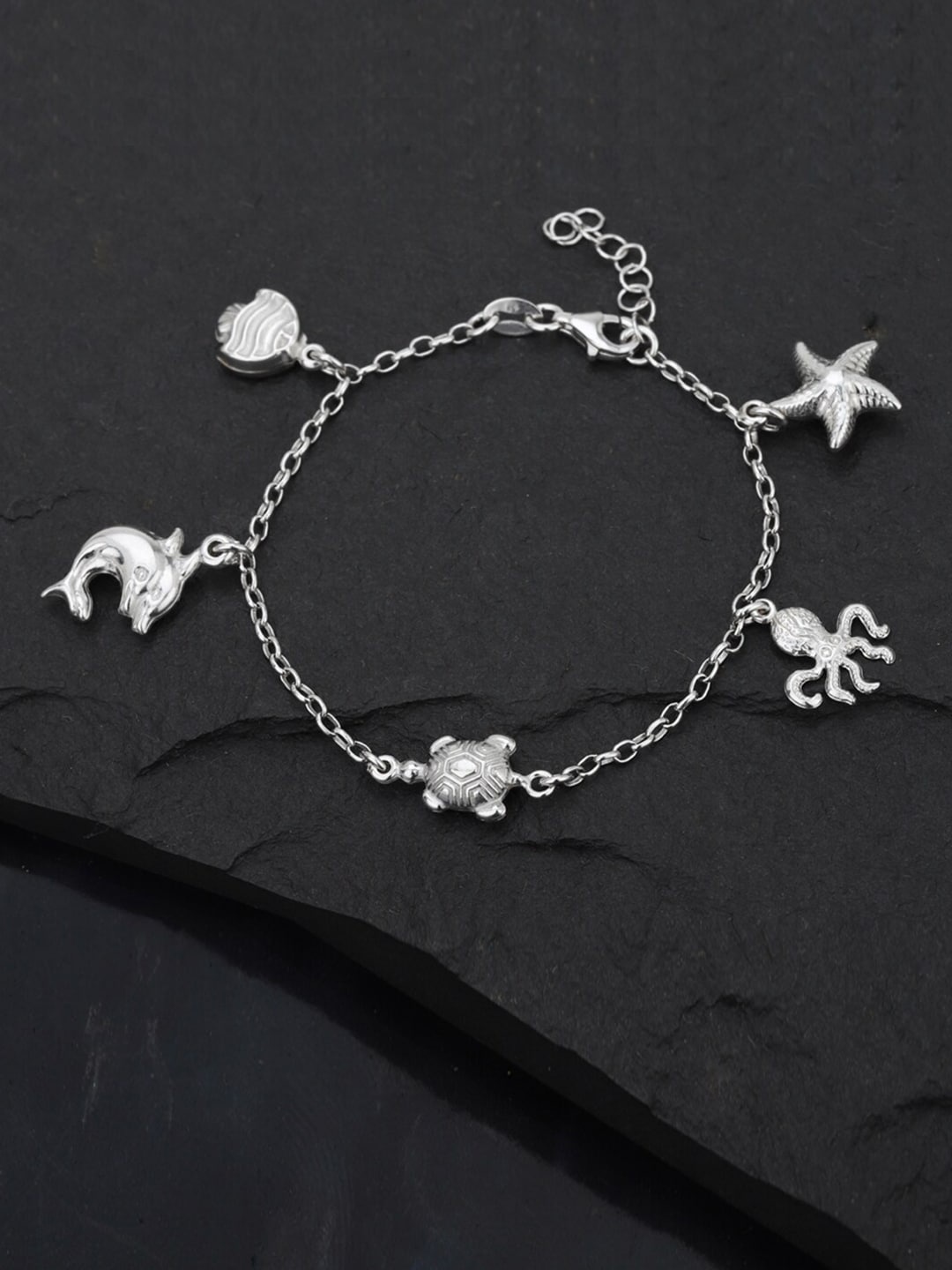 

VANBELLE Women 925 Sterling Silver Handcrafted Rhodium-Plated Charm Bracelet