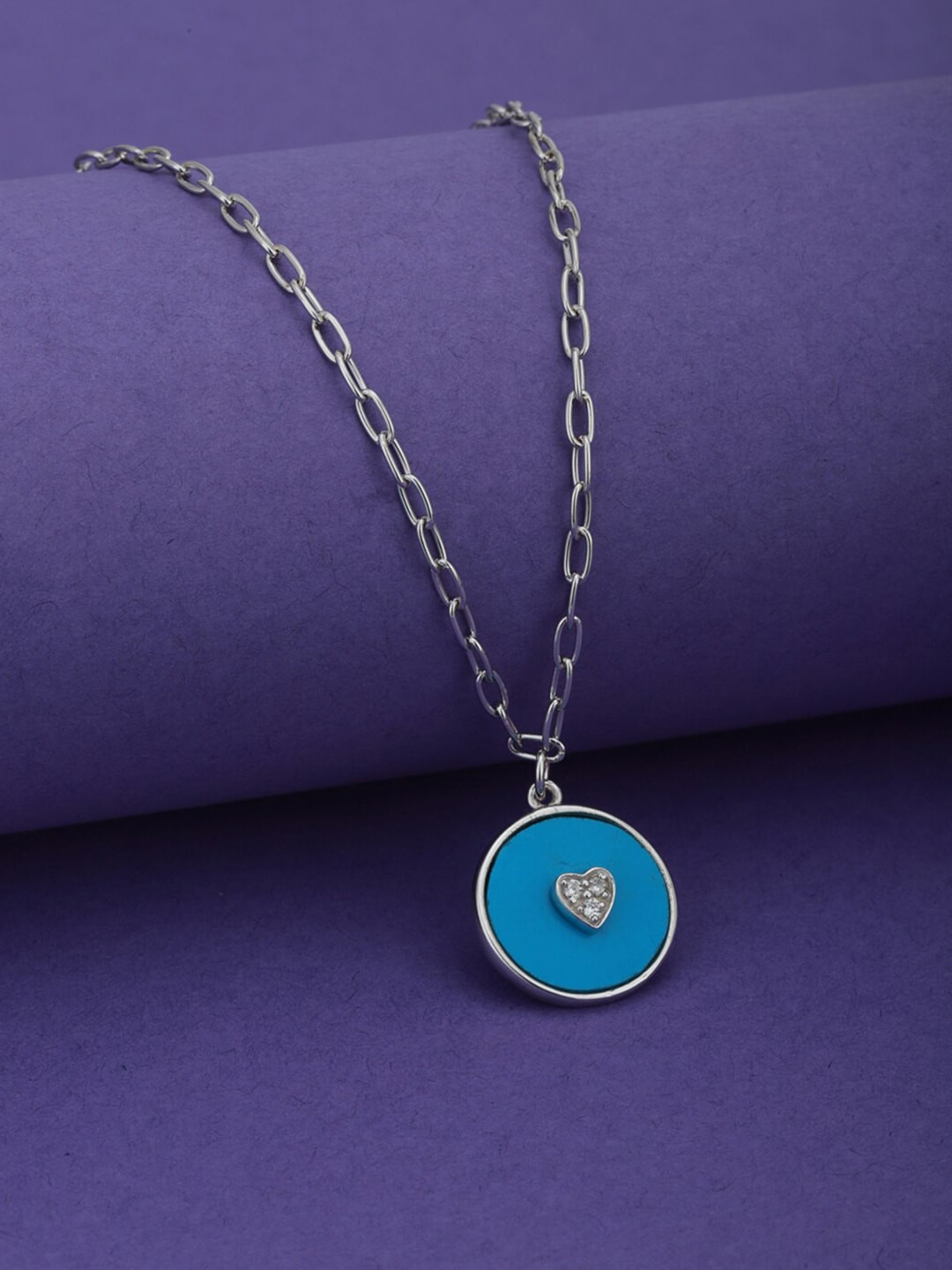 

VANBELLE 925 Sterling Silver Blue Sterling Silver Rhodium-Plated Handcrafted Necklace