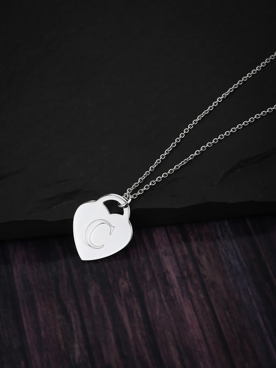 

VANBELLE 925 Sterling Silver Rhodium-Plated Alphabet Necklace