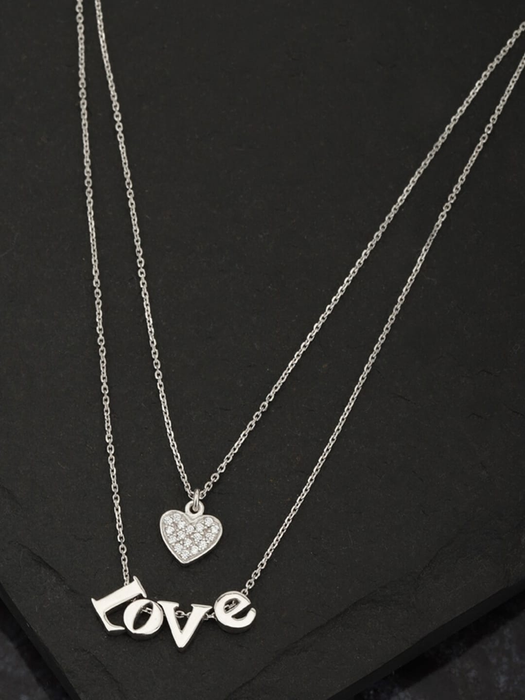 

VANBELLE 925 Sterling Silver Rhodium-Plated Layered Necklace