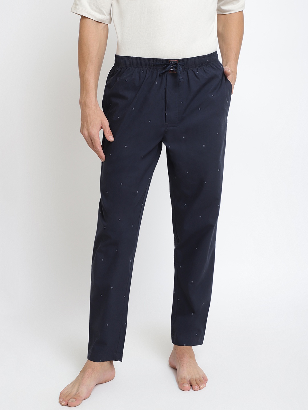

Van Heusen Men Navy Blue & White Printed Lounge Pants