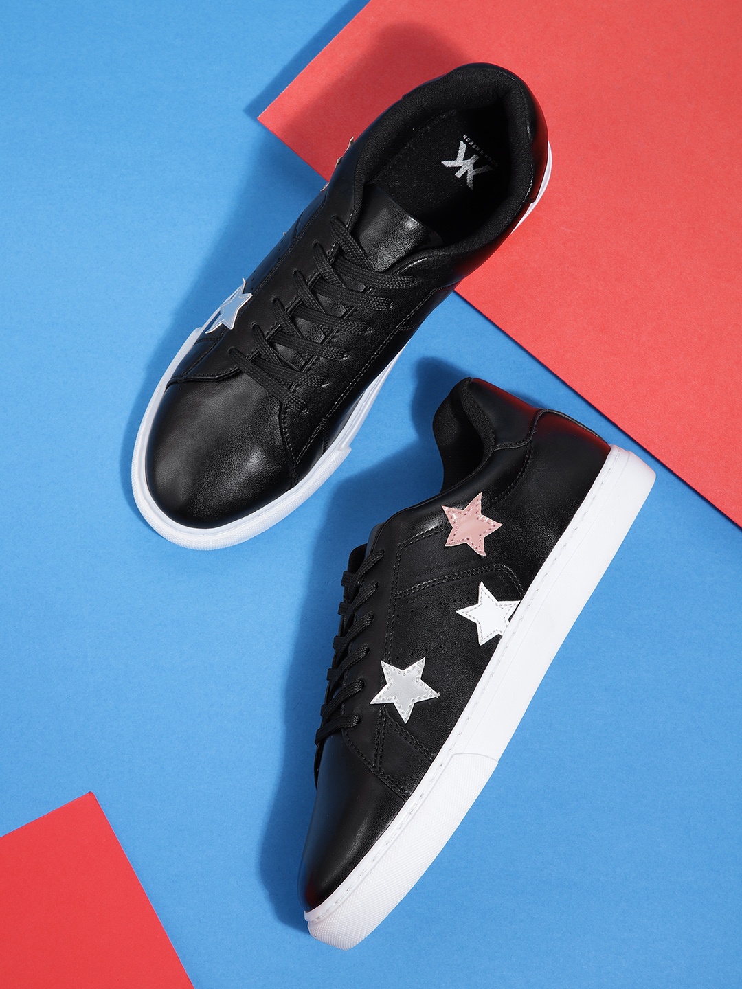 

Kook N Keech Women Black Perforated & Star Applique Detail Sneakers