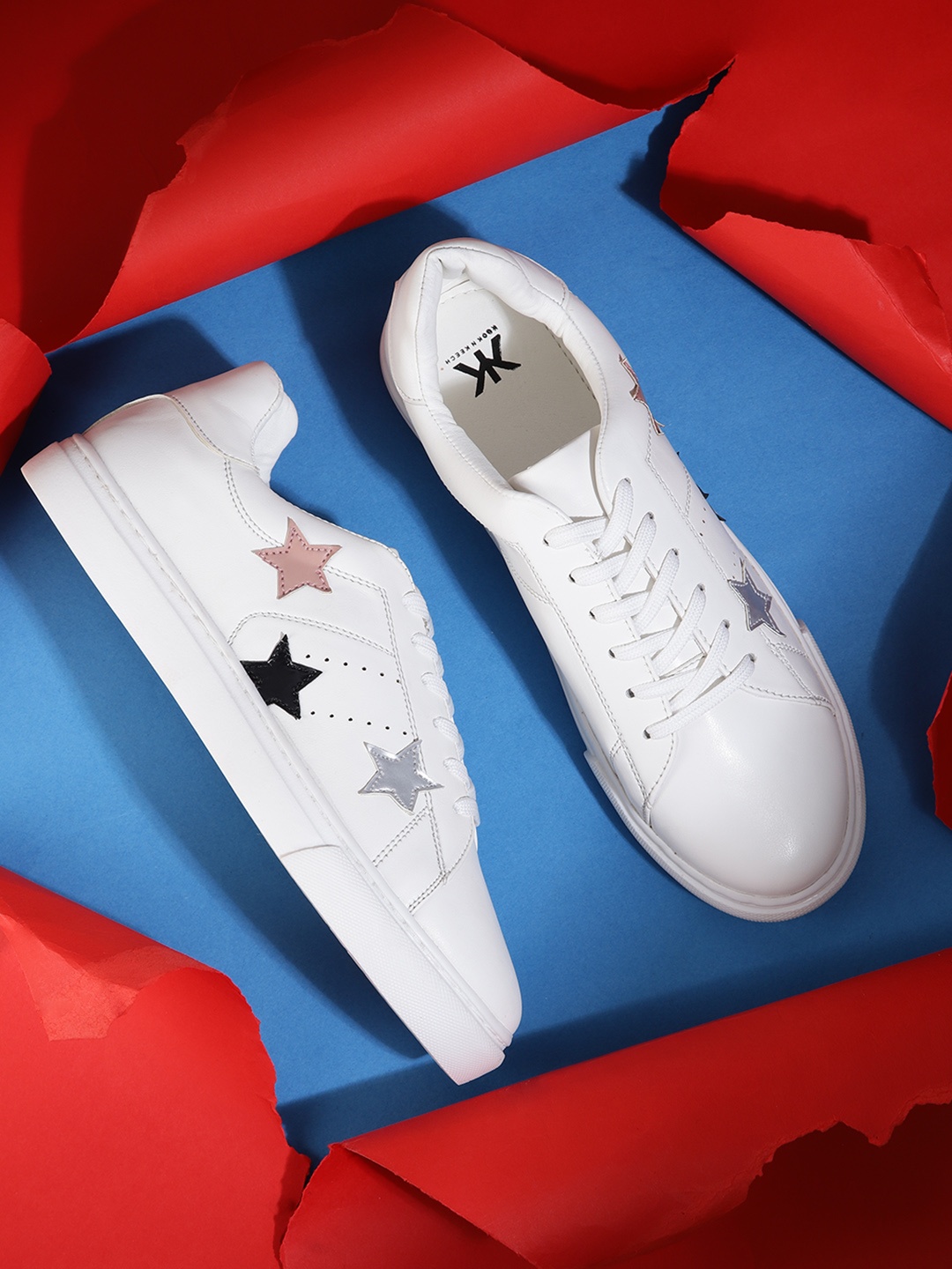 

Kook N Keech Women White Perforated & Star Applique Detail Sneakers
