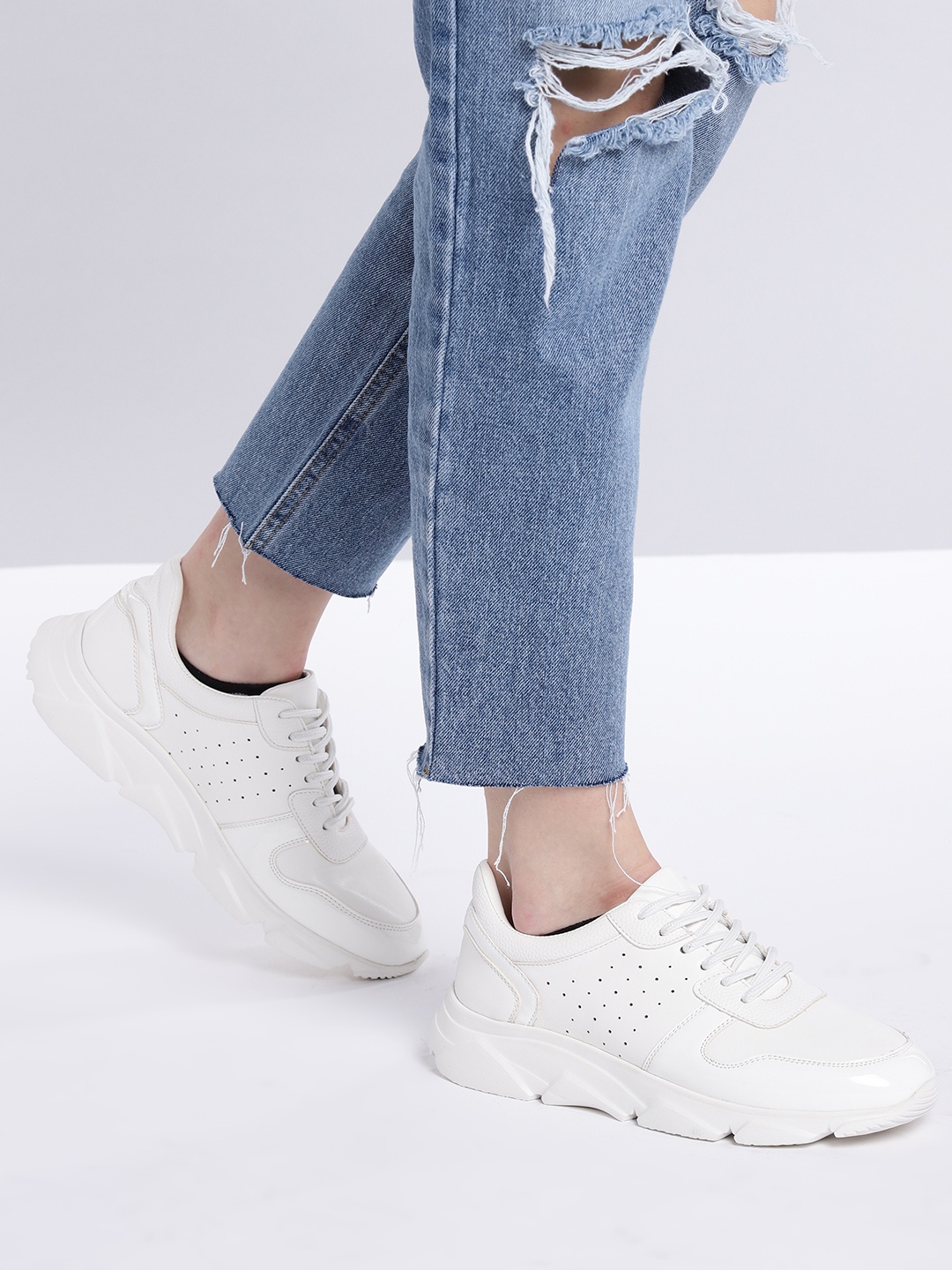 

Kook N Keech Women White Perforated Sneakers