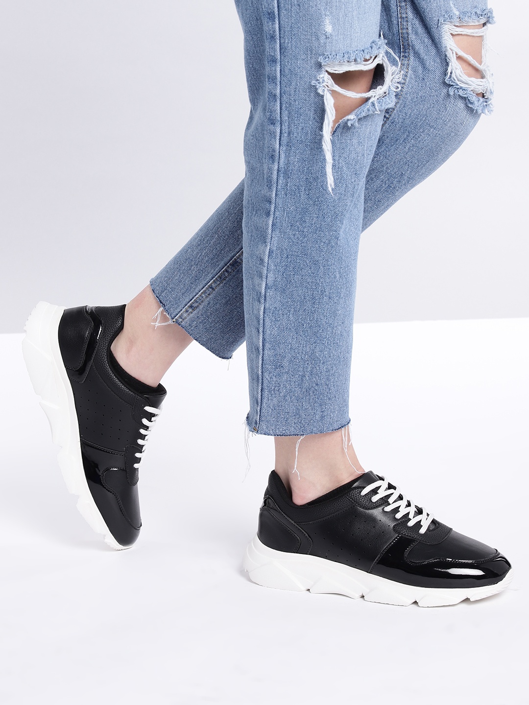 

Kook N Keech Women Black Perforated Sneakers