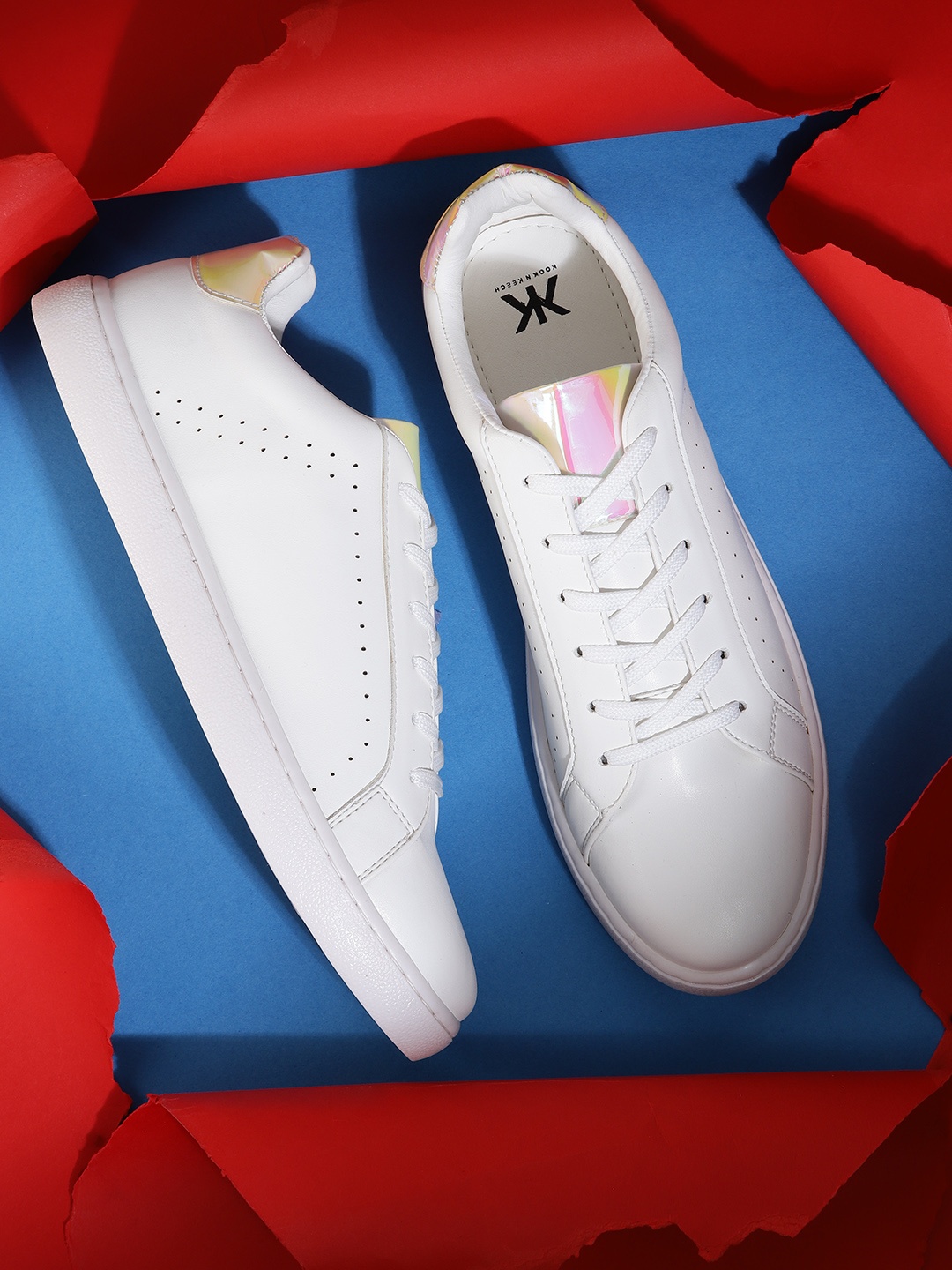 

Kook N Keech Women White Perforated Sneakers