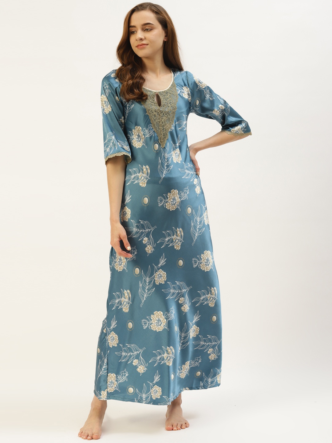 

Sweet Dreams Blue Printed Maxi Nightdress