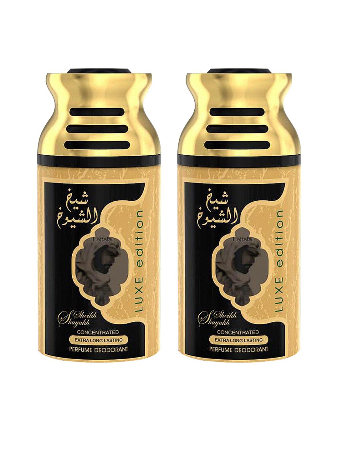 

Lattafa Set of 2 Sheik Al Shuyukh Luxe Edition Deodorant Perfumed Bodyspray, Gold