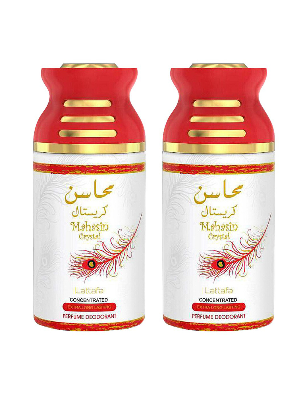 

Lattafa Set of 2 Mahasin Crystal Deodorant Perfumed Bodyspray, White