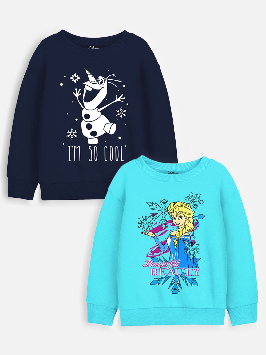 

YK Disney Girls Pack Of 2 Frozen Printed Cotton Blend Sweatshirts, Navy blue