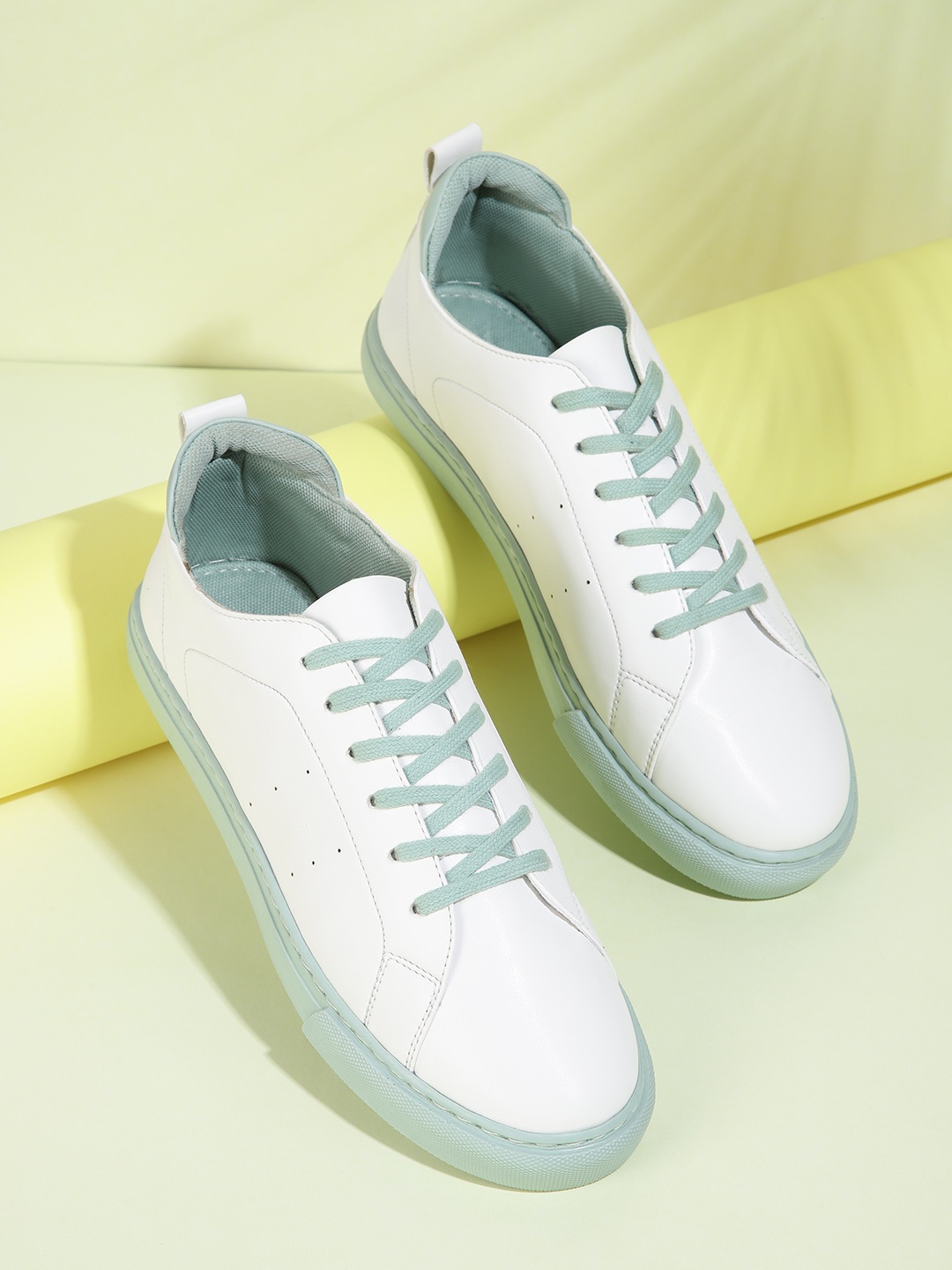 

Mast & Harbour Women White Solid Sneakers with Perforated Detail