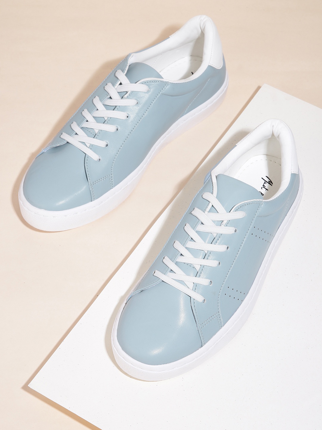

Mast & Harbour Women Blue Solid Sneakers with Perforated Detail
