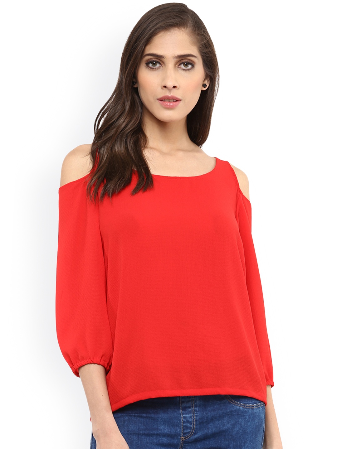 

Pannkh Women Red Solid Regular Top