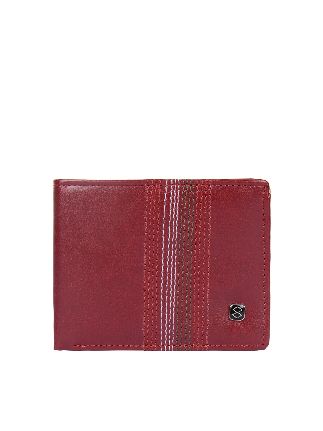 

HORRA Men Maroon & White Textured PU Two Fold Wallet