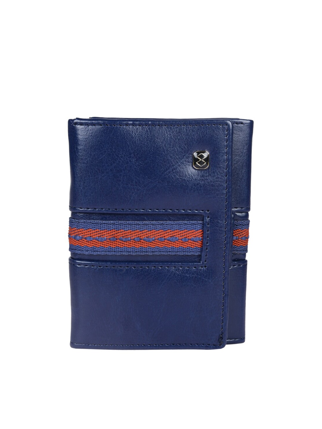 

HORRA Men Blue & Red Textured PU Three Fold Wallet