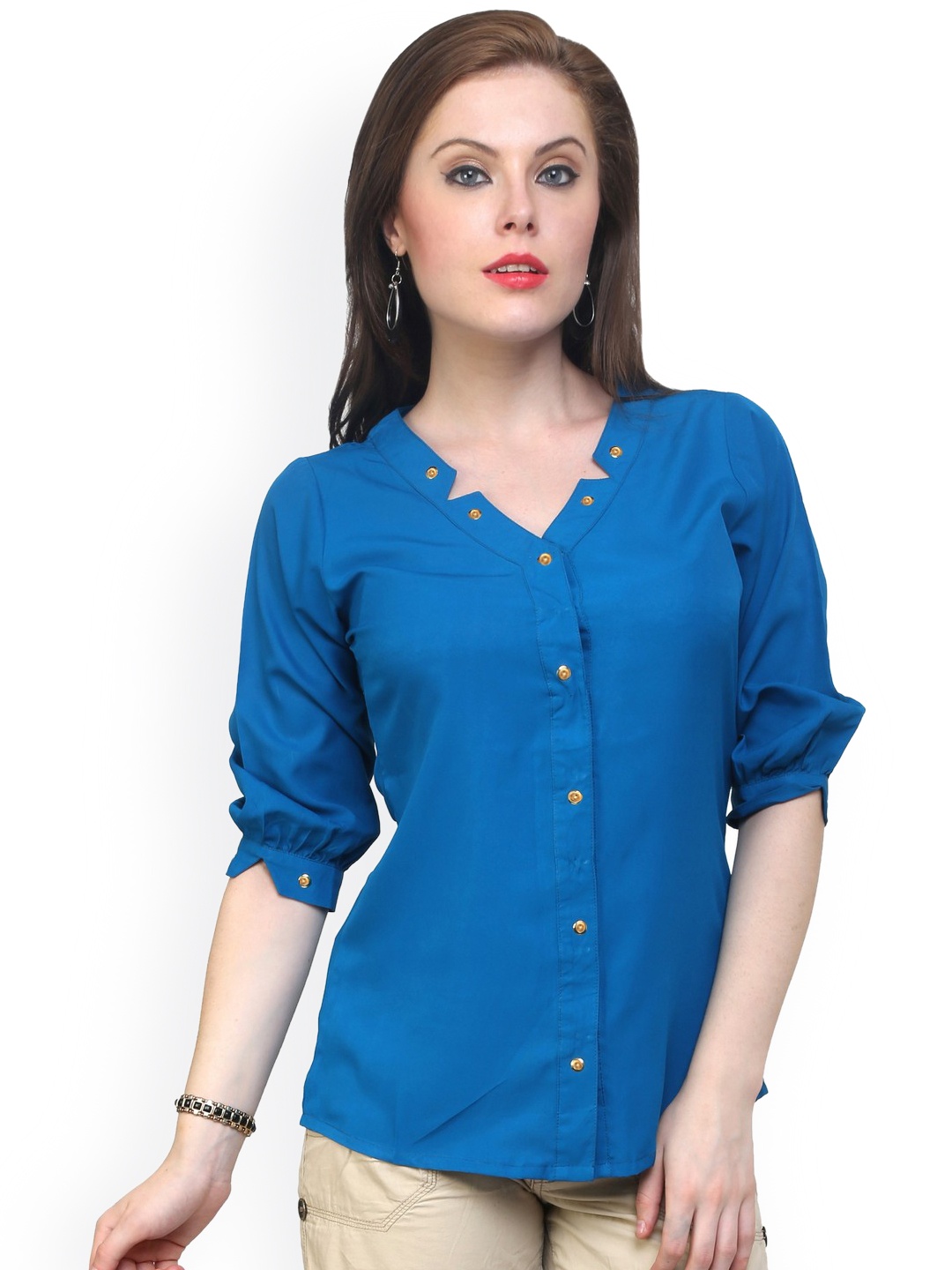 

Pannkh Women Blue Solid Regular Top