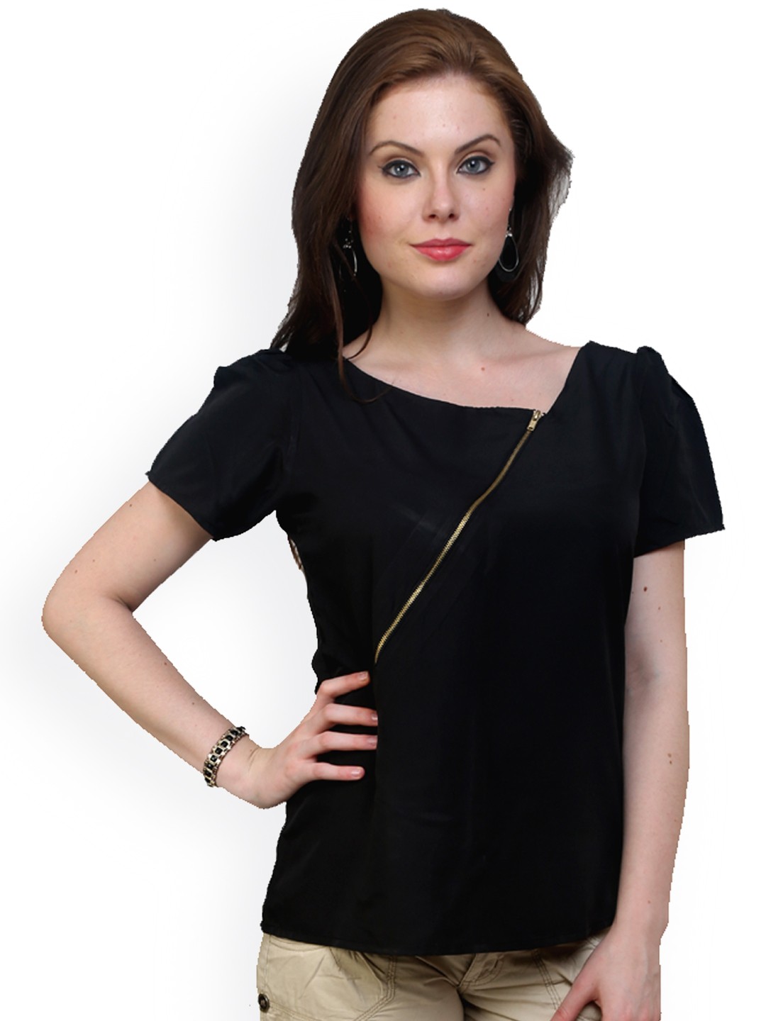 

Pannkh Women Black Solid Regular Top
