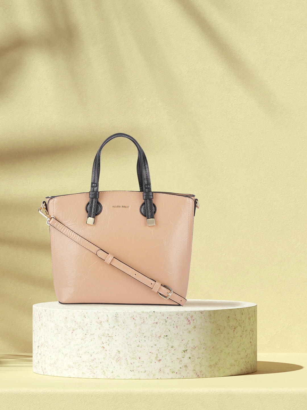

Allen Solly Nude-Coloured PU Structured Handheld Bag