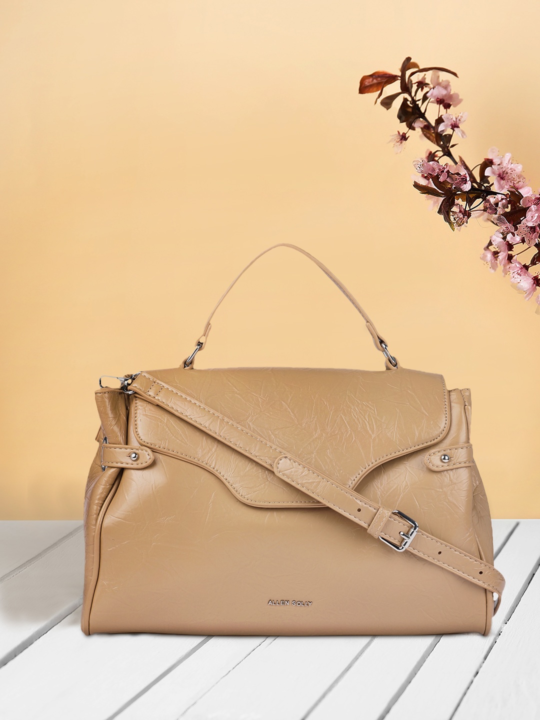 

Allen Solly Beige PU Structured Satchel