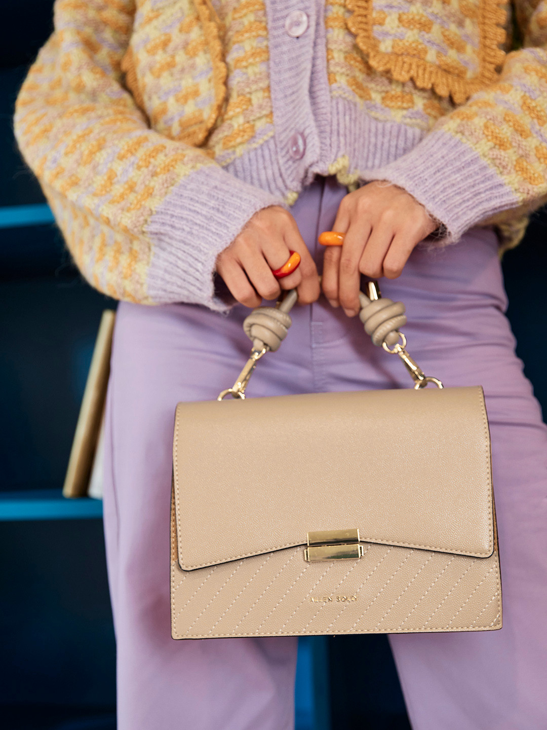 

Allen Solly Nude-Coloured PU Structured Satchel