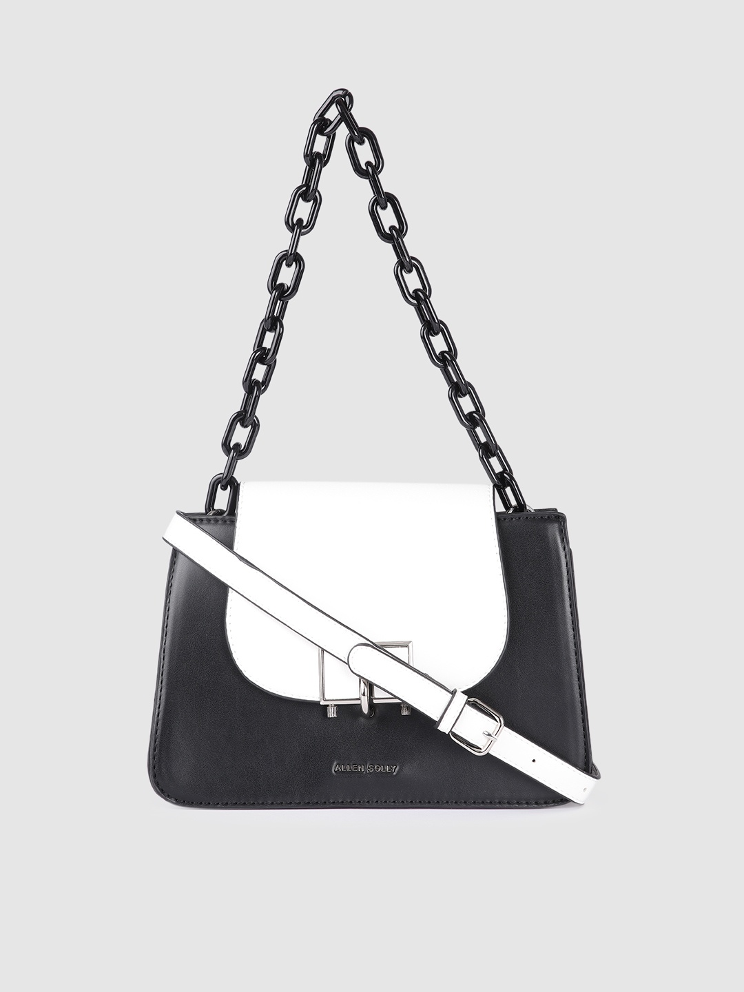 

Allen Solly Black & White Colourblocked Structured Shoulder Bag