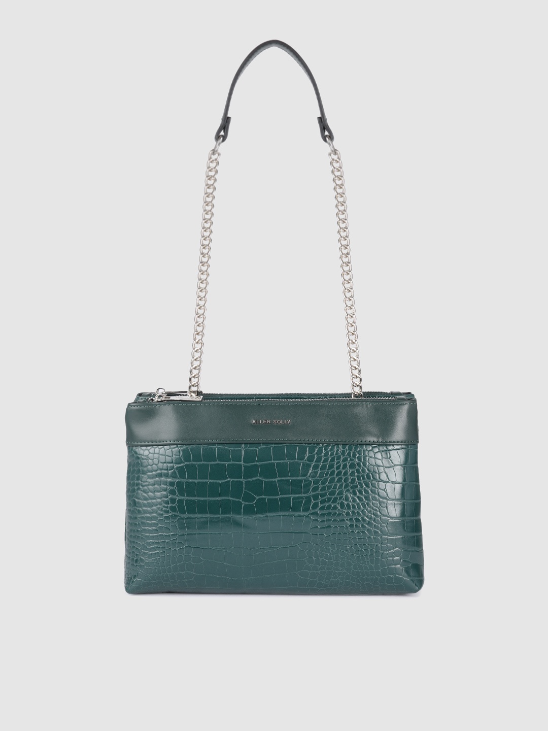 

Allen Solly Teal Green Animal Textured Structured Shoulder Bag